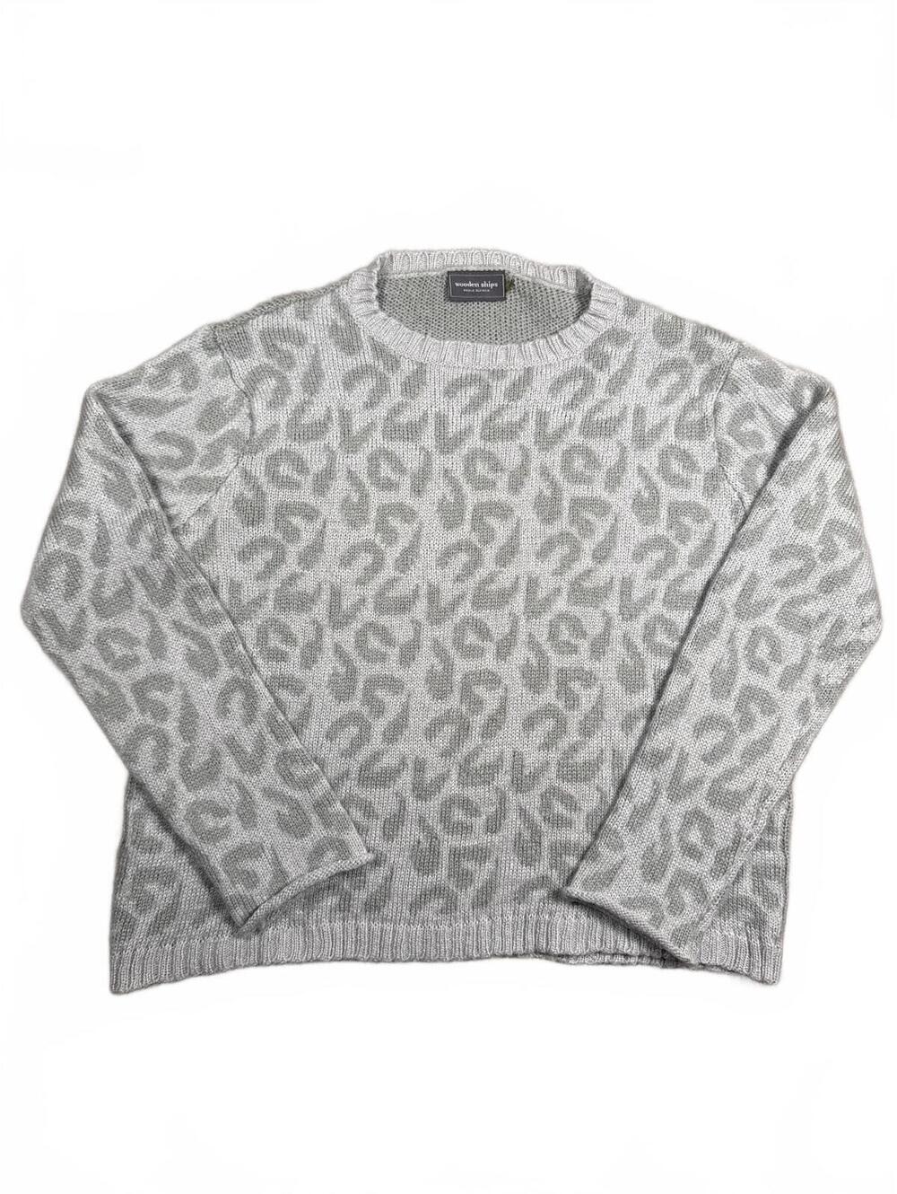 Wooden Ships light gray leopard print knit crewneck sweater S